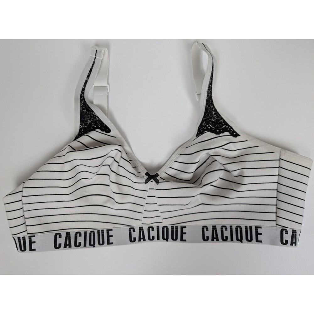 Lane Bryant Cacique Unlined Full Coverage No-Wire Bra Size 46D White Black